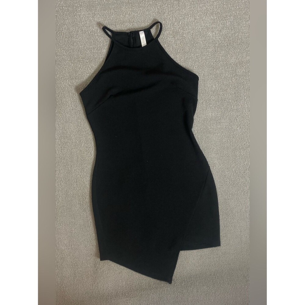 Lovely Day Black Halter Bodycon Dress - Sleek Evening Knit Little Black Dress